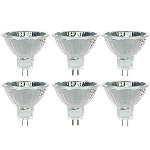 Product Cover Sunlite 40708-SU 35MR16/CG/FL/12V/6PK Halogen 35W 12V Series MR16 Flood Light Bulbs, Bright White, GU5.3 Base, 6 Pack, 3200K