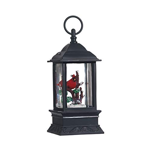 Product Cover Lighted Snow Globe Lantern: 9.5 Inch, Black Holiday Water Lantern by RAZ Imports (Cardinal)