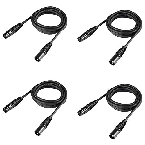 Product Cover Neewer 4 Pack 6.5 feet/2 meters DMX Stage Light Cable Wires with 3 Pin Signal XLR Male to Female Connection for Moving Head Light Par Light Spotlight with XLR Input and Output