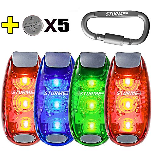 Product Cover STURME LED Safety Light Strobe Lights for Daytime Running Walking Bicycle Bike Kids Child Woman Dog Pet Runner Best Flashing Warning Clip on Small Reflective Set Flash Walk Night (Green Blue Redx2)