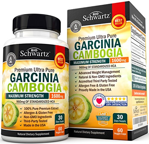 Product Cover Garcinia Cambogia Pure Extract 1600mg with 960mg HCA. Fast Weight Loss & Fat Metabolism. Best Appetite Suppressant, Extreme Carb Blocker & Fat Burner for Women & Men. Garcinia Cambogia Premium Pills