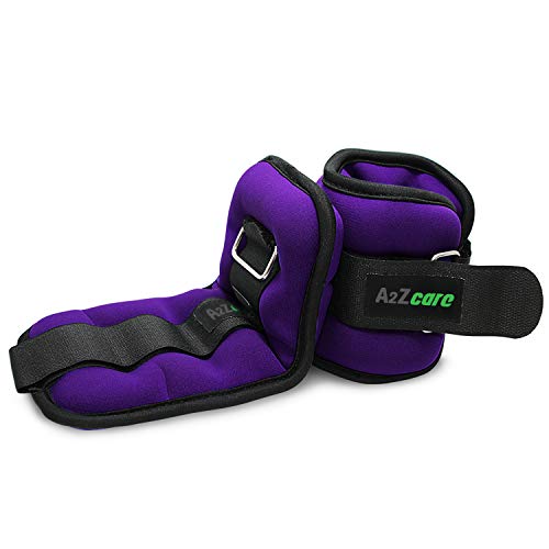 Product Cover A2ZCARE Ankle Weight/Wrist Weight Set with Neoprene Padding for Soft, Comfortable Feel (Purple (1.5 lbs Pair))