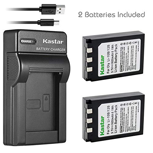 Product Cover Kastar Battery (X2) & Slim USB Charger for Olympus LI-10B, LI-12B and Olympus Stylus 300, 400, 500, 600, 800, C-50, 60, 70, 470, 760, 770, 5000, Camedia Series, Sanyo Xacti Series Camera