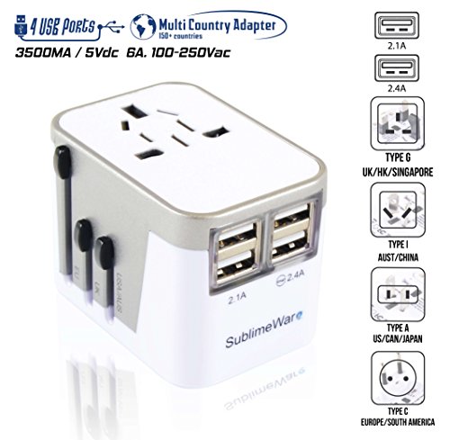 Product Cover Power Plug Adapter - International Travel - w/USB Ports Work for 150+ Countries - 220 Volt Adapter - Travel Adapter Type C Type A Type G Type I f for UK Japan China EU Europe European by SublimeWare