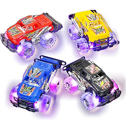 Product Cover Light Up Monster Truck Set for Boys and Girls by ArtCreativity - Set Includes 2, 6 Inch Monster Trucks with Beautiful Flashing LED Tires - Push n Go Toy Cars Best Gift for Kids - for Ages 3+