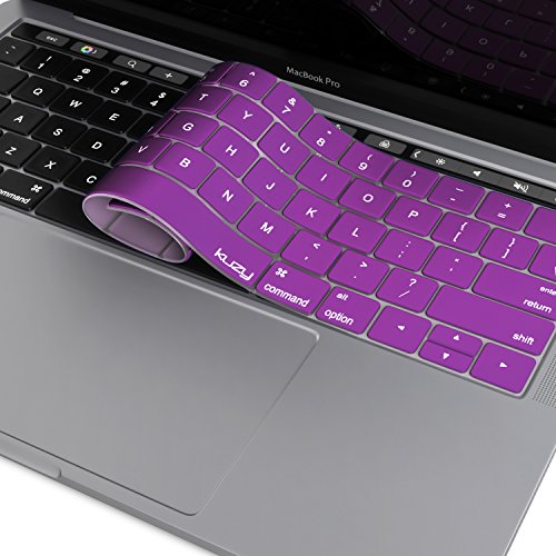 Product Cover Kuzy - MacBook Pro Keyboard Cover with Touch Bar for 13 and 15 inch New 2019 2018 2017 2016 (Apple Model A2159, A1989, A1990, A1706, A1707) Silicone Skin Protector - Purple