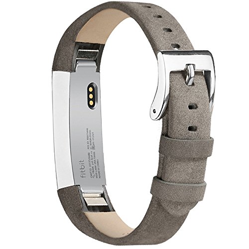 Product Cover AK Bands Compatible with for Fitbit Alta HR Bands, Genuine Leather Adjustable Comfortable Accessories Compatible with Fitbit Alta HR/Fitbit Alta (Matte Gray)