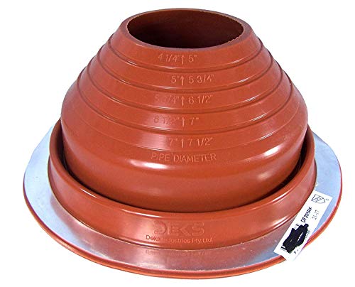 Product Cover Dektite #5 Red Silicone Metal Roof Pipe Flashing, High Temp, Round Base, Pipe OD 4-1/4