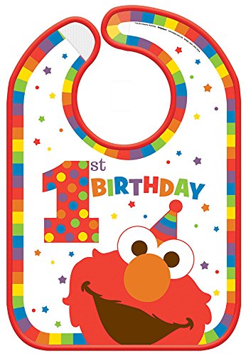 Product Cover amscan Sesame Street Elmo Turns One Baby Bib, Birthday One Size, Multicolor