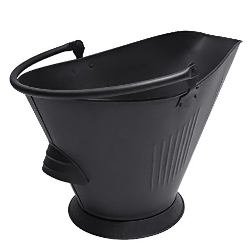 Product Cover AMAGABELI GARDEN & HOME Bucket for Fireplace Assembled Pellet Stove Hot Ashes Carrier Container Black Fireside Fuel Can Sturdy Fire Place Burning Wood Holder Hearth Tools
