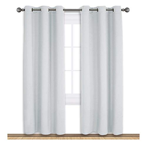 Product Cover NICETOWN Room Darkening Window Curtain Panels, Easy Care Solid Thermal Insulated Grommet Room Darkening Draperies/Drapes for Bedroom (2 Panels,42 by 72,Platinum-Greyish White)