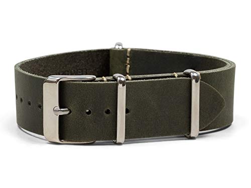 Product Cover Benchmark Straps 20mm Dark Green Oiled Leather NATO Watchband