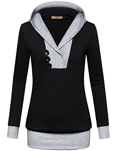 Product Cover Miusey Womens Long Sleeve Color Block Lightweight Pullover Sweatshirt Hoodies