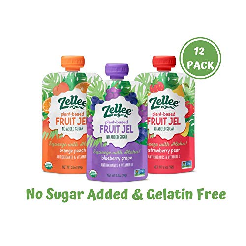 Product Cover Zellee Organic Fruit Jel Pouches | Variety Pack | 12 pack | Non-GMO, Gluten-Free, Vegan, Plant-Based, No Added Sugar, Antioxidant Rich | Healthy Snack for Adults & Kids | Jello Alternative
