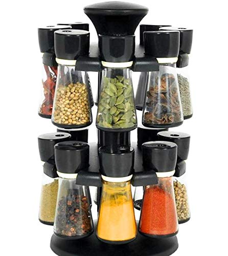 Product Cover Chefzone 16-Jar Revolving Spice Rack Masala Box, Dark Brown, Plastic