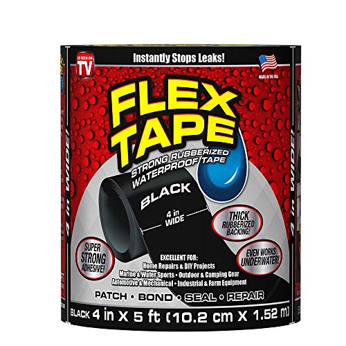 Product Cover Flex Tape Rubberized Waterproof Tape, 4 Inch  x 5 Feet, Black