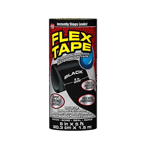 Product Cover Flex Tape Rubberized Waterproof Tape, 8 Inch x 5 Feet, Black