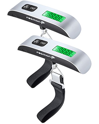Product Cover Digital Luggage Scale (2 Pack), Fosmon Digital LCD Display Backlight with Temperature Sensor Hanging Luggage Weight Scale, Up to 110LB with Tare Function