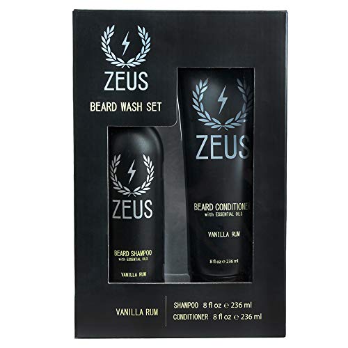 Product Cover ZEUS Beard Shampoo and Beard Conditioner Set for Men - (8 oz. Bottles) (Scent: Vanilla Rum)