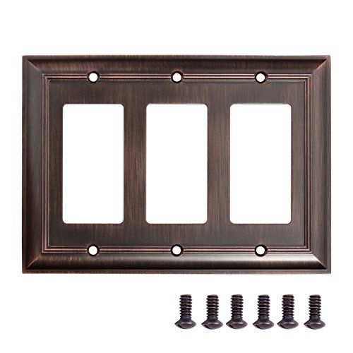 Product Cover AmazonBasics Triple Gang Light Switch Wall Plate, Oil Rubbed Bronze, 1-Pack