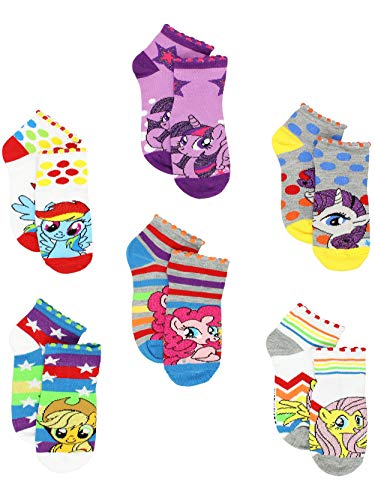 Product Cover My Little Pony Girls 6 pack Socks (6-8 (Shoe: 10-4), Grey/White Ponies)