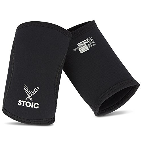 Product Cover Stoic Elbow Sleeves for Powerlifting - 7mm + 5mm Thick Neoprene Sleeve for Bodybuilding, Weight Lifting Best for Squats, Cross Training, Strongman Professional Quality & Ultra Heavy Duty (Pair)
