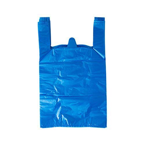 Product Cover LazyMe 12 x 20 inch Plastic Sturdy T Shirt Bags, Shopping Bags, Merchandise Bags Multi-Use Medium Size, Blue Plain Grocery Bags, Durable, 12 x 20inch (Blue, 100)