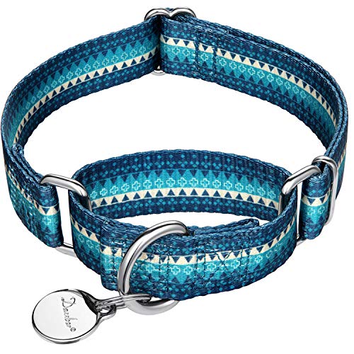 Product Cover Dazzber Martingale Collar Nylon Dog Collar No Pull Pet Collar Heavy Duty for Medium and Large Dogs, Adjustable 17 Inch to 25 Inch, Turquoise Green