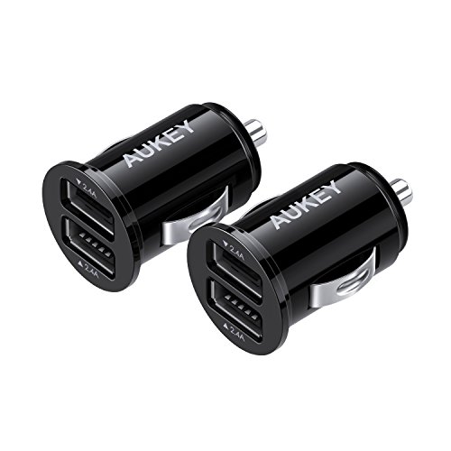 Product Cover AUKEY USB Car Charger, Flush Fit Ultra Compact Dual Port 24W/4.8A Output (2-Pack) for iPhone iPad Samsung & Others - Black