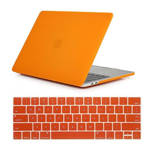 Product Cover Se7enline 2016-2019 MacBook Pro Case Bundle Soft-Touch Plastic Hard Case Cover for MacBook Pro 13 inch with/Without Touch Bar and Touch ID Model A1706/A1708/A1989/A2159 with Keyboard Cover, Orange