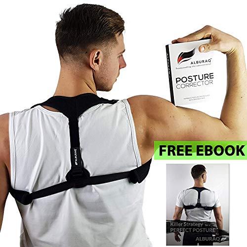 Product Cover Posture corrector for women men & kids - back wearable & easy adjustable clavicle brace - unnoticeable & comfortable shoulder support for sitting, slouching & hunching, sports,... by ALBURAQ