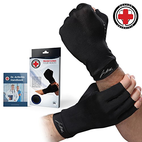 Product Cover Doctor Developed Copper Arthritis Gloves/Compression Gloves and Doctor Written Handbook -Relieve Arthritis Symptoms, Raynauds Disease & Carpal Tunnel (XL)