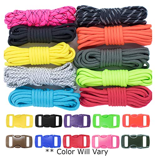 Product Cover West Coast Paracord Zesty 550lb Survival Paracord Random Combo Crafting Kit 10 Colors of 500lb Cord and 10 Buckles - Type III Paracord - Make 10 Paracord Bracelets - Great Gift (Zesty, 100 Feet)