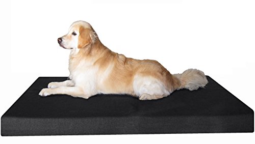 Product Cover Dogbed4less Extra Large Orthopedic Gel Infused Cooling Memory Foam Dog Bed, Waterproof Liner with Durable Black Canvas Cover, XXL 55X37X4 Inch