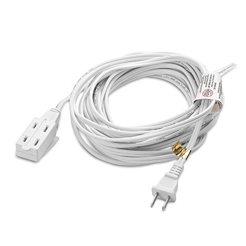 Product Cover Cable Matters 16 AWG 2 Prong Extension Cord (3 Outlet Extension Cord) with Tamper Guard White in 25 Feet