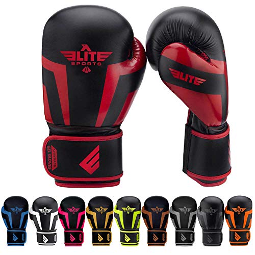 Product Cover Boxing Gloves for Men, Women, and Kids, Elite Sports Kickboxing Punching Bag Pair of 2 Gloves (Red 14 Oz)