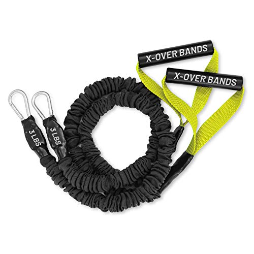 Product Cover FitCord X-Over Resistance Bands - Premium Exercise Cords for Crossfit, Shoulder & Arm Care, Muscle Performace, Sports, Rehab Workouts - 1 Pair - 3lbs - Yellow