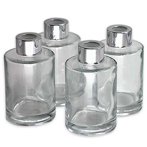 Product Cover Feel Fragrance  Glass Diffuser Bottles Diffuser Jars with Caps Set of 4 - 4.2 inches High, 120ml 4.06 Ounce. Fragrance Accessories Use for DIY Replacement Reed Diffuser Sets.