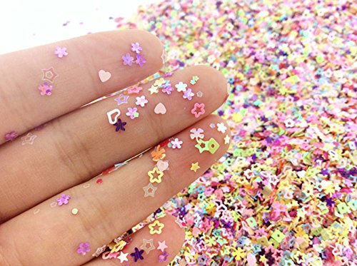 Product Cover TKOnline 3.6oz/100g Multicolor Manicure Glitter Confetti,Mixed Shapes Size 2-4mm For Party Decoration,DIY Crafts,Premium Nail Art Etc