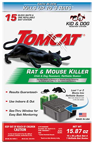 Product Cover Tomcat Rat & Mouse Killer Refillable Bait Station - Child and Dog Resistant (1 Station, with 15 Baits)