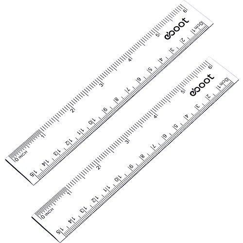 Product Cover 2 Pack 6 Inches Clear Plastic Ruler Straight Ruler Plastic Measuring Tool for Student School Office