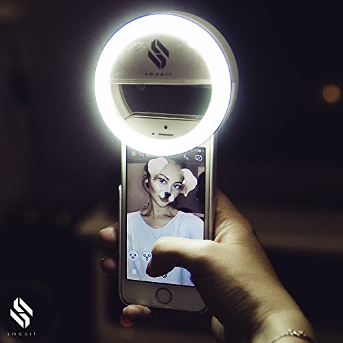Product Cover smaart Selfie Ring Light for All Mobile Phones | 2017 Version | 36 LED Lamps for a Round Pool of Light Effect in The Pupils (White)