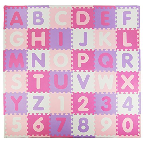 Product Cover Tadpoles Soft EVA Foam 36 Piece ABC Playmat Set, Pink/Purple, 74x 74 (36 Sq Feet)