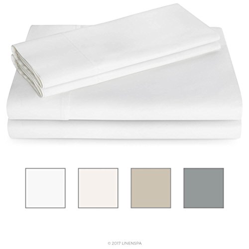Product Cover Linenspa 600 Thread Count Ultra Soft, Deep Pocket Cotton Blend Sheet Set - Queen - White