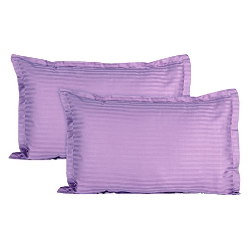Product Cover Ahmedabad Cotton Luxurious Sateen Striped Pillow Cover/Case Set (2 Pcs) 300 Thread Count - Lavender