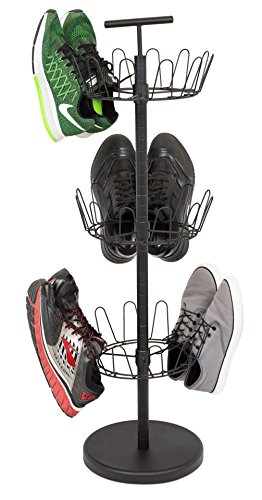 Product Cover Internet's Best 3 Tier Metal Shoe Tree - Black Finish - 18-Pair Shoe Organization - Free Standing Tower Weighted Base