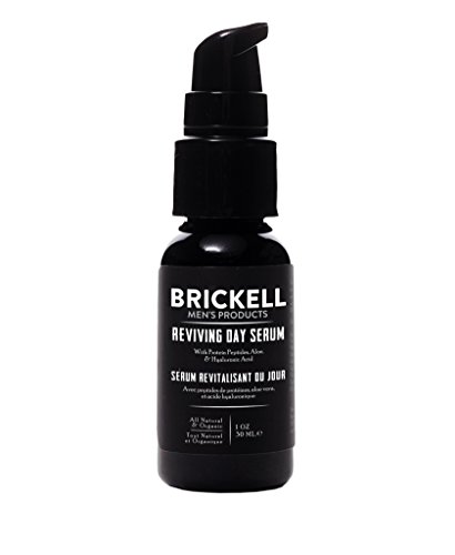 Product Cover Brickell Men's Anti Aging Reviving Day Serum for Men, Natural and Organic Formulated with Hyaluronic Acid, Protein Peptides to Restore Firmness and Stimulate Collagen, 1 Ounce, Scented