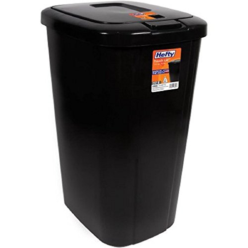 Product Cover Hefty Touch Lightweight and Durable Lid 13.3 Gallon Trash Can (1, Black)