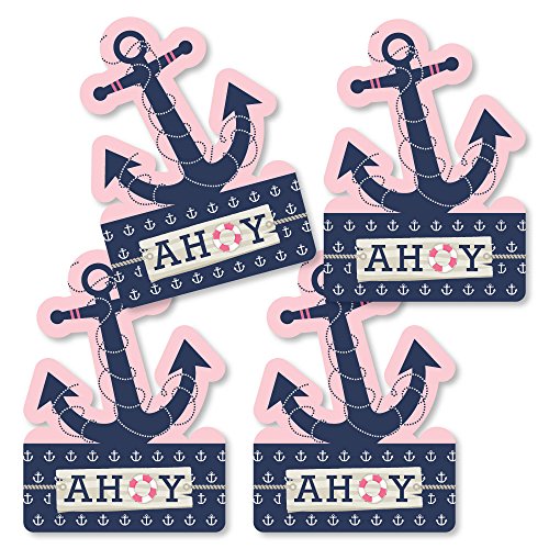 Product Cover Ahoy - Nautical Girl - Anchor Shaped Decorations DIY Baby Shower or Birthday Party Essentials - Set of 20