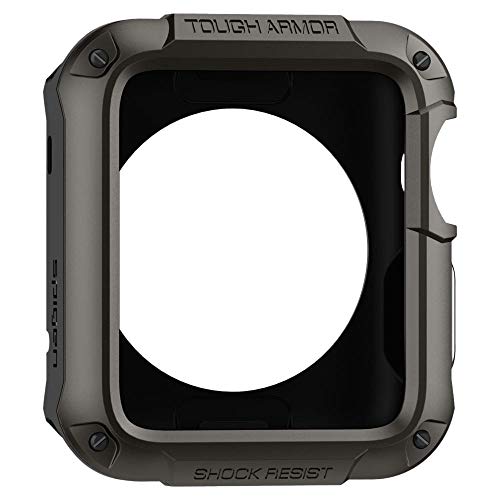Product Cover Spigen Tough Armor Designed for Apple Watch Case for 42mm Series 3 / Series 2 / Series 1 and Built in Screen Protector - Gunmetal